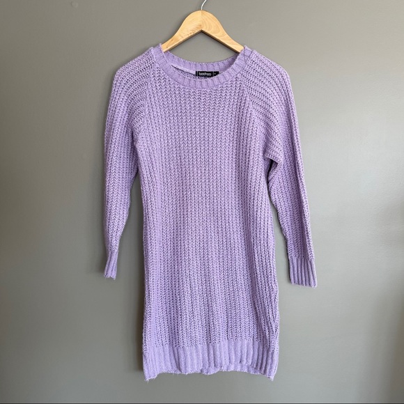 Boohoo Maria Purple Knit Jumper Sweater Dress Sm - Picture 3 of 14
